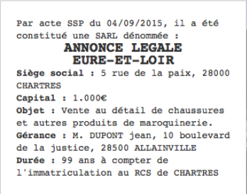 annonce legale eure et loir